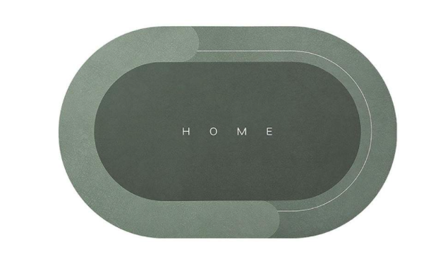 UB Covor de Baie Antiderapant si Absorbant Model Love Home Oval 87 x 56 cm VERDE